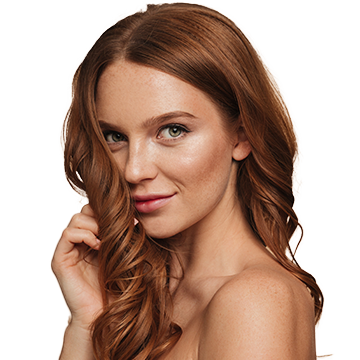 Portrait einer Frau mit welligem gepflegtem Haar